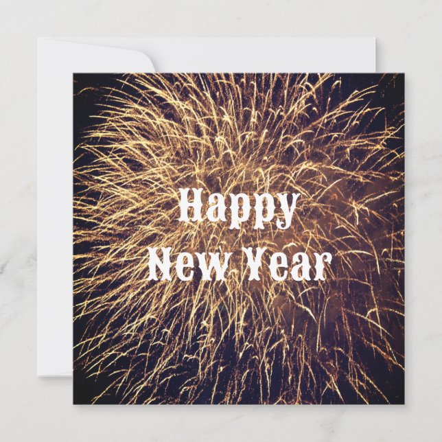 Happy New Year Golden Fireworks Trendy 2023 Card (Front)