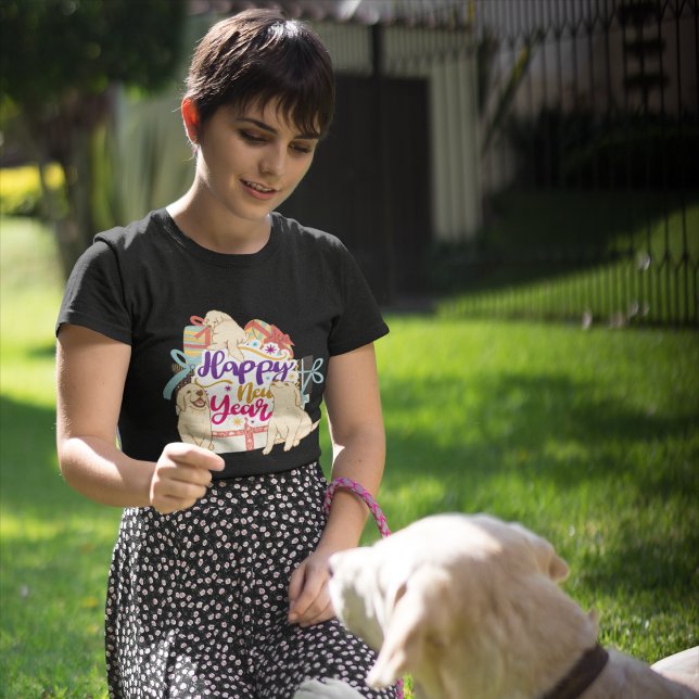 Happy New Year: Golden Retrievers Unisex Custom T-Shirt (Creator Uploaded)