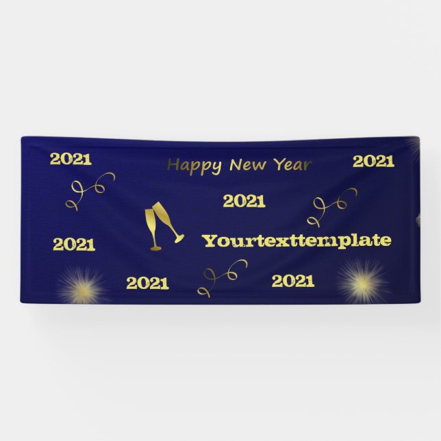 happy new year, golden text 2021, personalize banner (Horizontal)