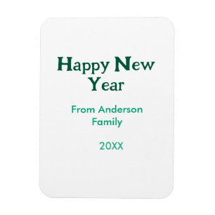 Happy new year green add family name year simple magnet