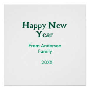 Happy new year green add family name year simple poster