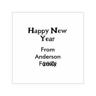 Happy new year green add family name year simple  self-inking stamp