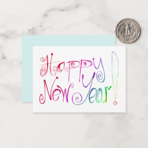 Happy New Year greeting rainbow handlettering Note Card