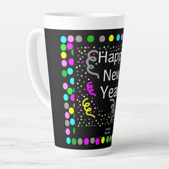 Happy New Year Greetings Large Latte Mug (Left Angle)