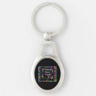 Happy New Year Greetings Oval Keychain