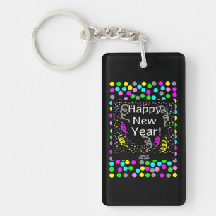 Happy New Year Greetings Rectangle Key Chain