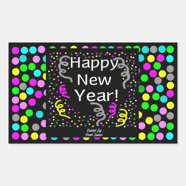 Happy New Year Greetings Rectangle Sticker (Front)