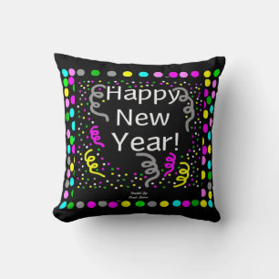 Happy New Year Greetings Square Throw Pillow