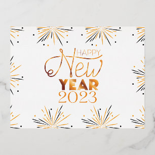 Happy new year - Happy new year 2023 Foil Holiday Postcard