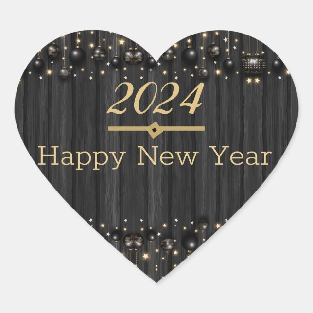 happy new year heart Sticker  (Front)