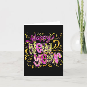 Happy New Year Hello 2026 Retro Leopard  Card