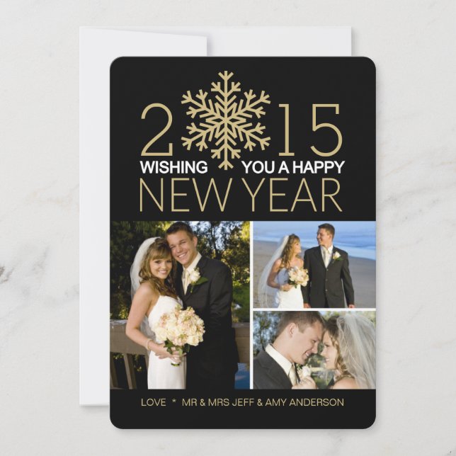 Happy New Year Holiday Christmas Collage Card (Front)