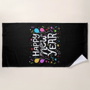 Happy New Year Holiday Fireworks Celebration Gift  Beach Towel