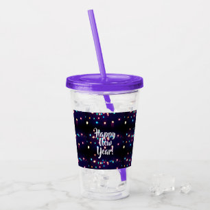 Happy New Year Holiday Lights Acrylic Tumbler