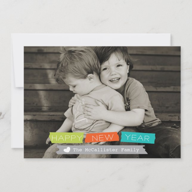 Happy New Year Holiday Photo Card Full Bleed Photo (Front)