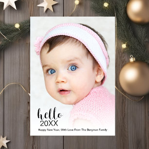 Happy New Year Holiday Photo Modern Hello 20XX Card