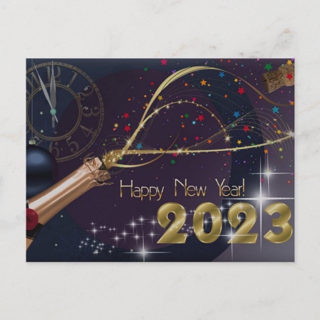 Happy new year holiday postcard (Front)