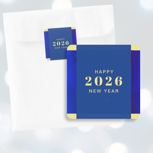 Happy New Year Holiday Square Sticker (Happy New Year Holiday Square Sticker)