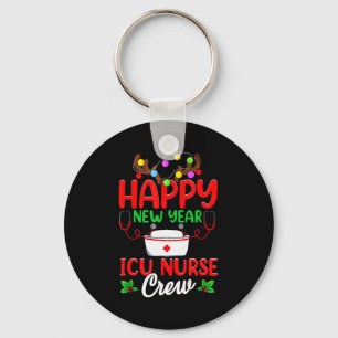 Happy New Year Icu Nurse Crew Reindeer Nurse Chris Keychain