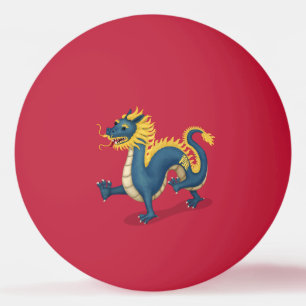 "Happy New Year" in Chinese 2024 Dragon Red Ping Pong Ball