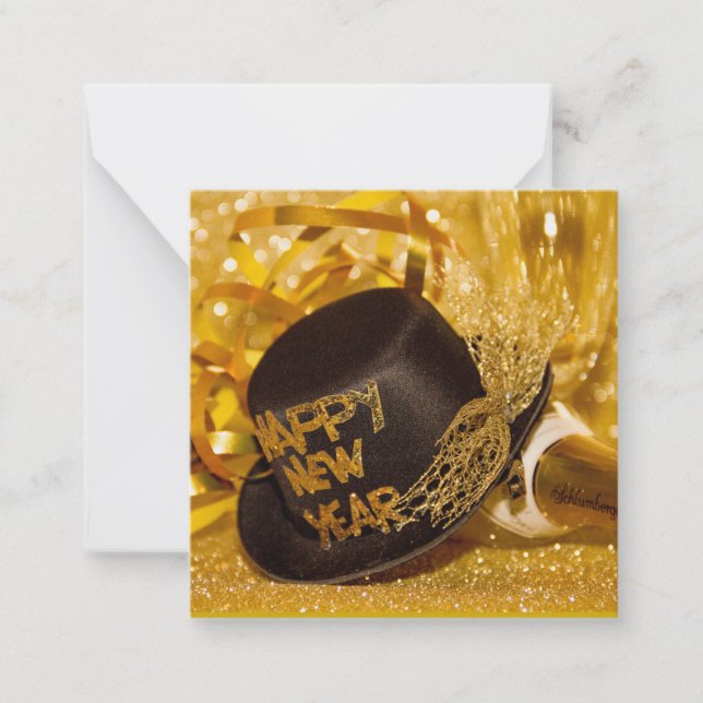 Happy New Year in gold and black Card (Front)