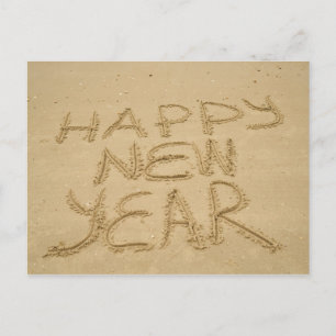 Happy New Year in Sand Postcard