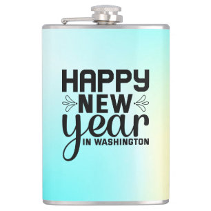 Happy New Year in Washington-54688 Hip Flask