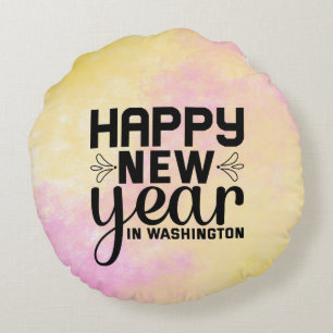 Happy New Year in Washington-54688 Round Pillow
