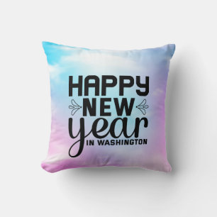 Happy New Year in Washington-54688 Throw Pillow