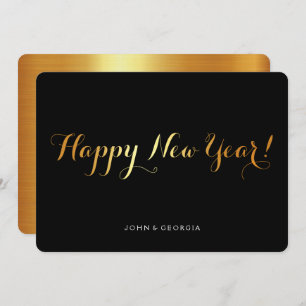Happy New Year invitation card black and gold