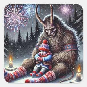 Happy New Year Krampus  Square Sticker
