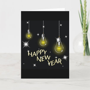 Happy New Year Lightbulbs Greeting Cards