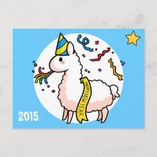 Happy New Year Llama Holiday Postcard