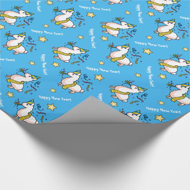 Happy New Year Llama Wrapping Paper (Corner)
