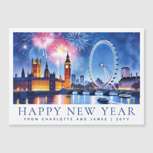 Happy New Year London Fireworks Magnetic Card