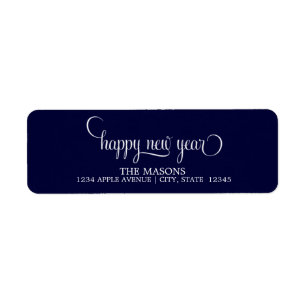 Happy New Year Lowercase Script   Dark Blue