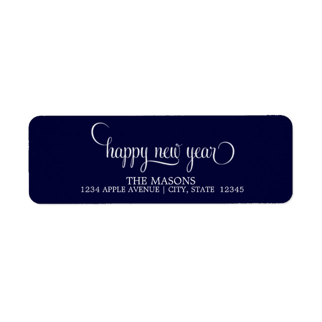 Happy New Year Lowercase Script | Dark Blue (Front)