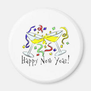 Happy New Year Martini Glasses Magnet