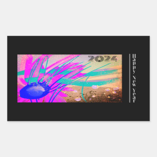 Happy New Year - Meadow at sunset Sticker