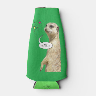 Happy New Year Meerkat Bottle Cooler Green