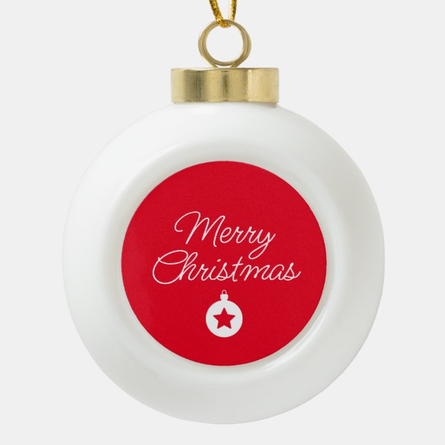 Happy New Year Merry Christmas Holiday Season Ceramic Ball Christmas Ornament (Front)