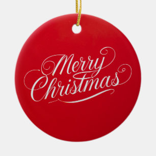Happy New Year Merry Christmas Holiday Season Ceramic Ornament