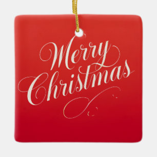 Happy New Year Merry Christmas Holiday Season Ceramic Ornament