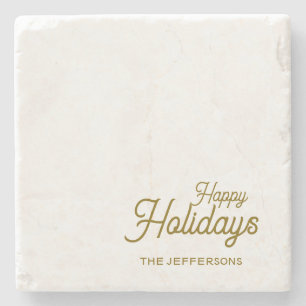 Happy New Year Merry Christmas Seasonal Family Stone Coaster