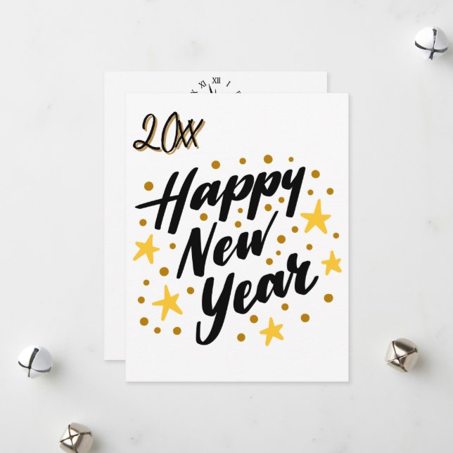 Happy New Year Minimal classic Greeting Card (Front/Back In Situ)