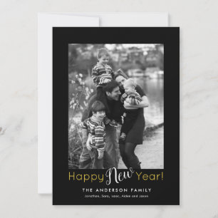Happy New Year Minimal Vertical Photo Holiday Card