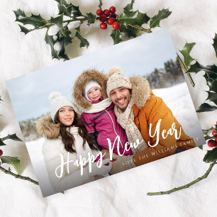 Happy New Year Minimalist Chic Photo Card 4