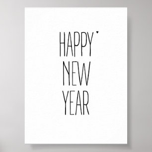 Happy New Year - minimalistic typography poster