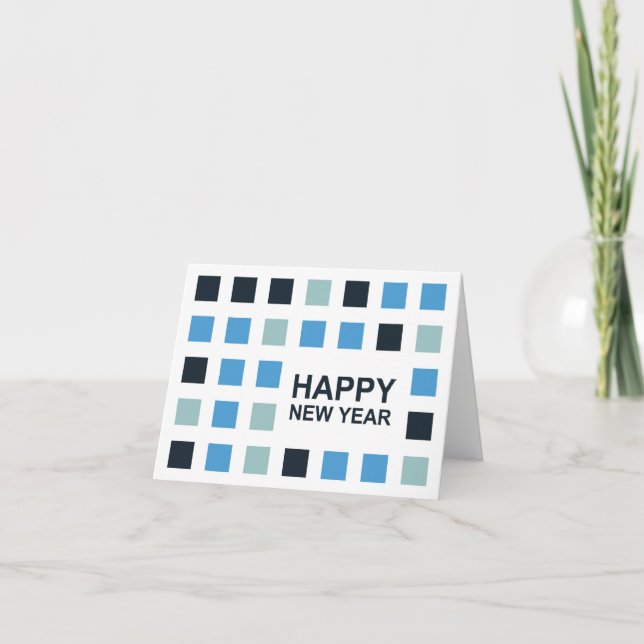 happy new year (mod squares) holiday card (Front)
