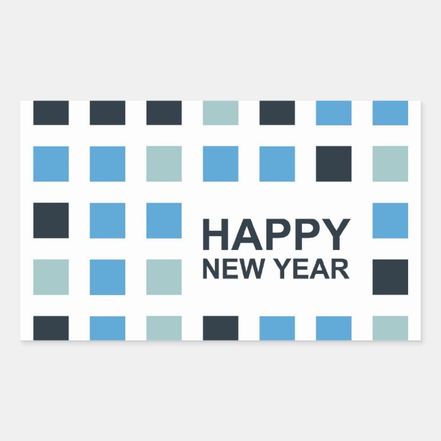 happy new year (mod squares) sticker (Front)